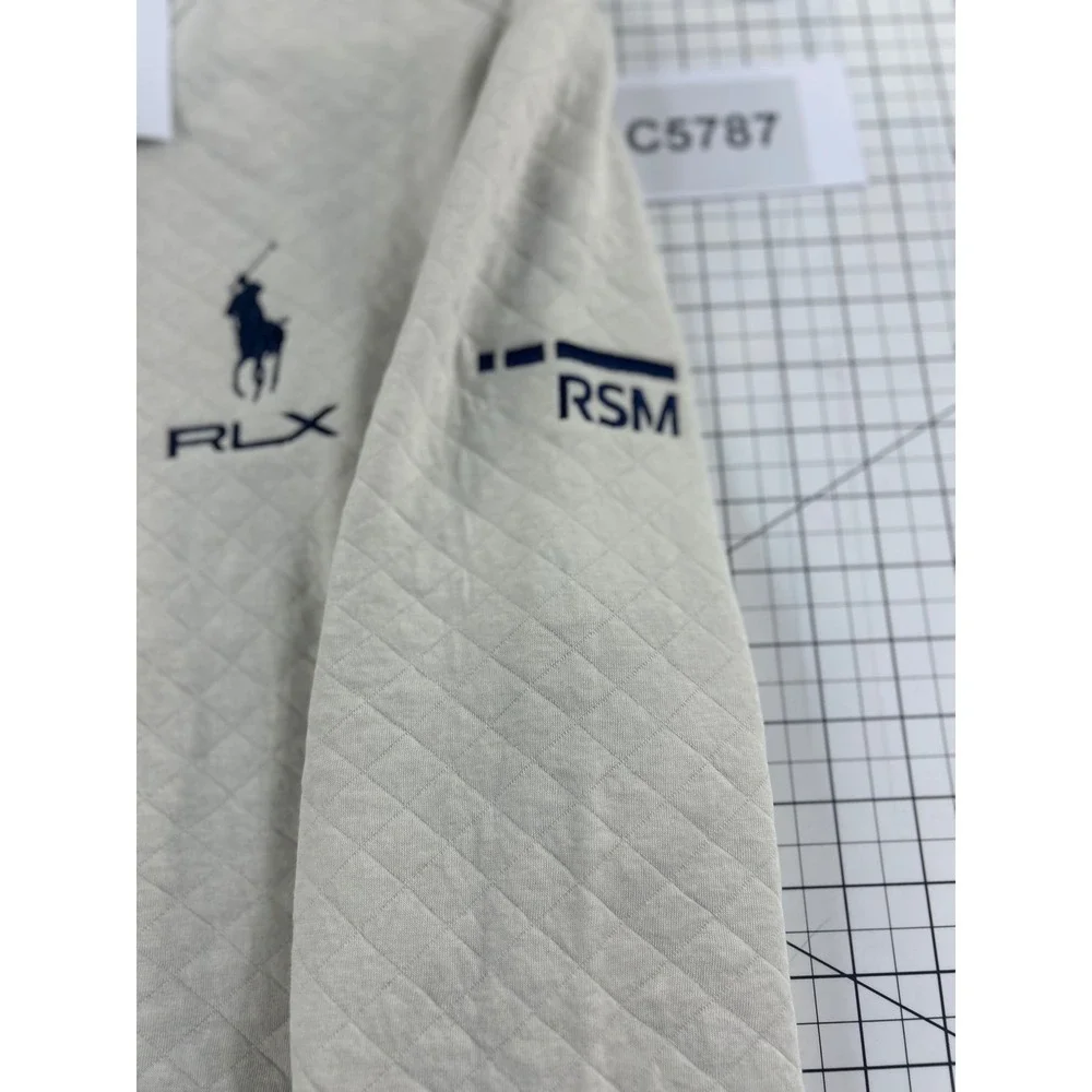 RLX RSM Golf Ralph Lauren Quarter Zip Pullover Men's Size Large Beige Quilted